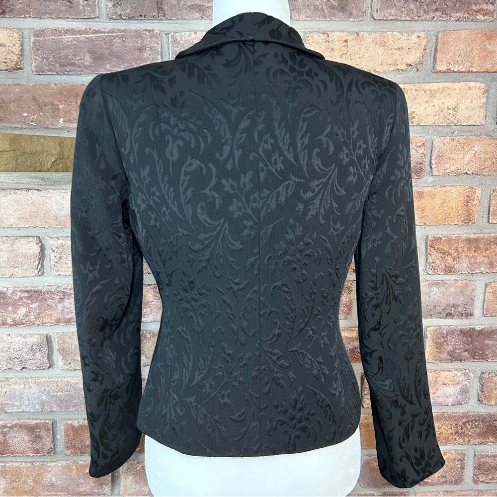 Ann Taylor Black Brocade Textured Fitted Blazer - Picture 3 of 10